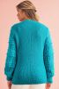 Turquoise Ruffled Eyelet Bubble Sleeve Sweater