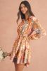 Yellow Ruffled Buttoned Knotted High Waist Floral Mini Dress