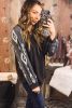 Black Ethnic Geometric Print Long Sleeve Top