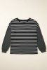 Black Stripe Patchwork Loose Long Sleeve Tee