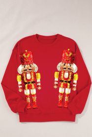 Racing Red Shiny Nutcracker Graphic Plus Size Sweatshirt (size: (US 18W-20W)2X)