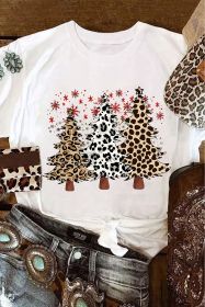White Leopard Christmas Tree Graphic Tee (size: (US 12-14)L)