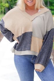 Ashleigh Blue Colorblock Patchwork Crisscross Back Ribbed Plus Size Top (size: (US 22W-24W)3X)