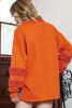 Carrot Splicing Lantern Sleeve Side Slits Sweatshirt
