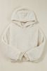 White Casual Contrast Ribbed Edge Plush Hoodie