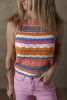 Dark Blue Striped Textured Knit Crew Neck Sweater Vest