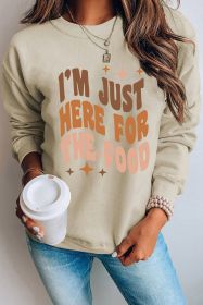 Khaki IM JUST HERE FOR THE FOOD Graphic Sweatshirt (size: (US 8-10)M)