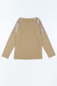 Blank T Shirt - Yellow Canary Long Sleeve Sequin Top Customized (size: (US 12-14)L)