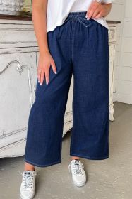 Real Teal Plus Size Drawstring Wide Leg Jeans (size: (US 22W-24W)3X)