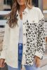 Apricot Corduroy Leopard Print Pocketed Shacket