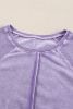 Orchid Petal Waffle Patchwork Raglan Sleeve Exposed Seam Sweatshirt