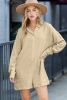 Beige Solid Color Half Buttoned Shirt Romper