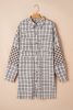 White Plaid Tunic Shirt Raw Hem Plus Size Dress