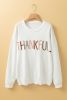 White Thankful Letter Pattern Plus Size Sweater