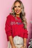 Fiery Red Tinsel Merry Letter Drop Shoulder Baggy Sweater