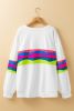White Colorful Stripe Plus Size Sweatshirt