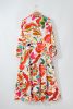 Orange Abstract Tie V Neck Tiered Plus Size Dress