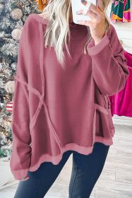 Drop Shoulder Exposed Seam Oversized Sweatshirt (size: (US 4-6)S)