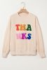 Apricot THANKS Chenille Drop Shoulder Sweatshirt