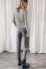 Gray Solid Thumbhole Sleeve Ribbed Edge Sweater