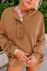 Chestnut Slouchy Drop Shoulder Henley Sweatshirt (size: (US 8-10)M)
