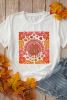 White Floral Turkey Printed Crewneck Thanksgiving Tee