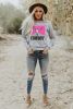 Gray Cowboy Steer Skull Print Western Grey Graphic Top