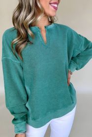 Skobeloff Notched Neck Exposed Seam Drop Shoulder Sweatshirt (size: (US 4-6)S)