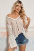 Parchment Crochet Patchwork Exposed Seam Loose Top