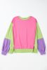 Pink Colorblock Patchwork Oversized Sweatshirt