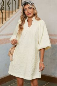 White Floral Textured Frill V Neck Mini Dress (size: (US 4-6)S)