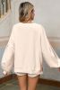 Parchment Sweet Bow Lantern Sleeve Oversized Pullover Sweatshirt