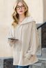 Apricot Khaki Crinkle Rib Kangaroo Pocket Oversized Hoodie