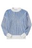 Dark Blue Striped Contrast Trim Loose Sweater