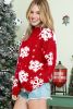 Red Christmas Snowflake Mock Neck Sweater