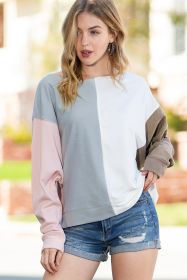 Multicolor Patchwork Drop Sleeve Loose Fit Sweatshirt (size: (US 8-10)M)