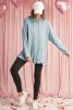 Iceland Blue Solid Ruffled Hem Loose Fit Tunic Hoodie