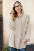 Apricot Khaki Crinkle Rib Kangaroo Pocket Oversized Hoodie