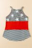 Multicolor American Flag Print Casual Color Block Tank Top