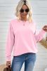 Blank Sweatshirt - Pink Plain Casual Crew Neck Pullover Sweatshirt Customized
