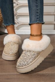 Gold Sequin Plush Lined Thick Sole Snow Boots (size: (US 7)38)