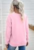 Blank Sweatshirt - Pink Plain Casual Crew Neck Pullover Sweatshirt Customized