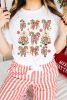 White Christmas Tree Bowknot Print Graphic T Shirt