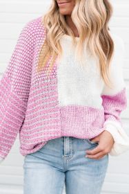 Pink Colorblock Tie Back Drop Shoulder Knit Sweater (size: (US 4-6)S)