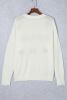 White Crochet Pumpkin Drop Shoulder Sweater