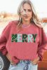 Strawberry Pink MERRY Christmas Corded Graphic Sweatshirt
