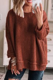 Gold Flame Loose Round Neck Textured Sweater (size: (US 4-6)S)