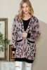 Multicolor Leopard Pocket Knit Long Open Front Cardigan