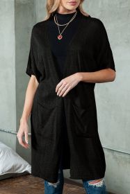 Black Dolman Half Sleeve Pocketed Long Cardigan (size: (US 8-10)M)