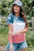 Blank T Shirt - American Flag Print Short Sleeve T Shirt Customized